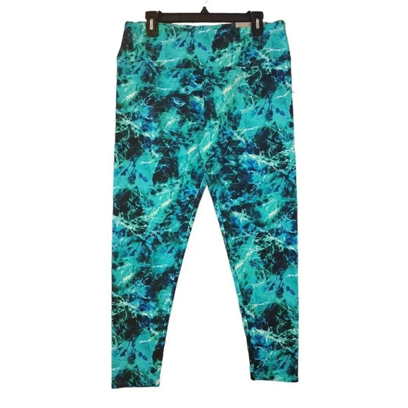 New Soft Surrounding Ankle Legging Women's Large Green & Blue Super Slim - Picture 2 of 8